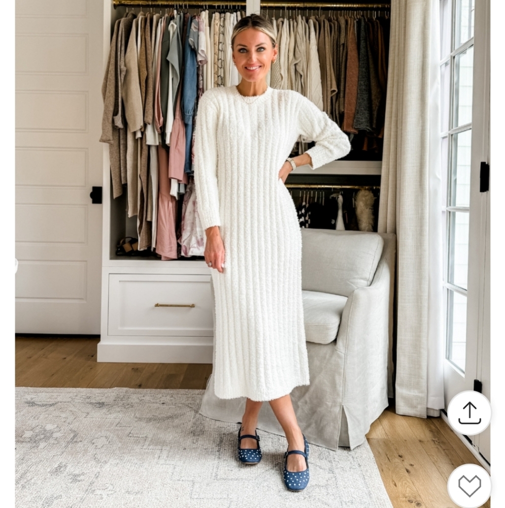 Loft Ribbed Cream Colored Sweater Dress size XSP